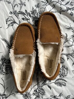 Koolaburra Brown Shearling-Lined Moccasin Slippers